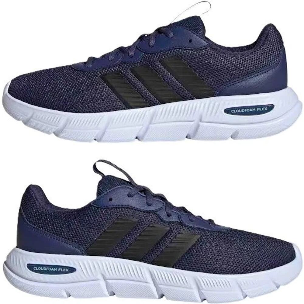 adidas Cloudfoam Flex Laces Men’s Everyday Wear Walking Shoes Navy 13 Wide Fit